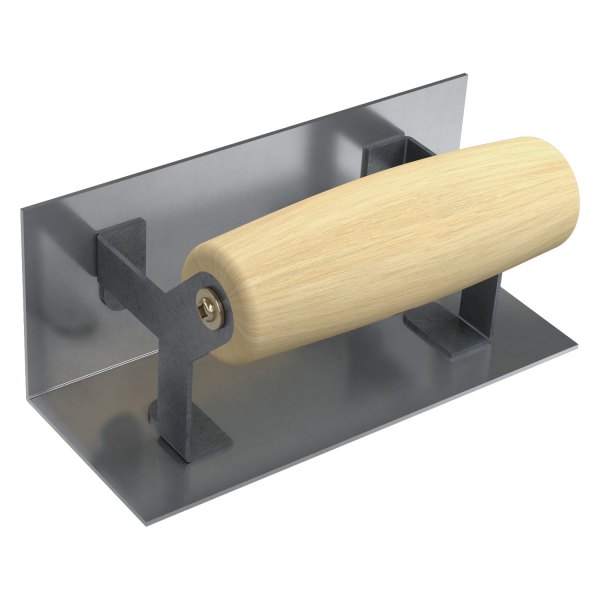 Bon® - 6" x 2-1/2" Radius 90° Stainless Steel Inside Corner Concrete Corner Tool with Wood Comfort Wave Handle