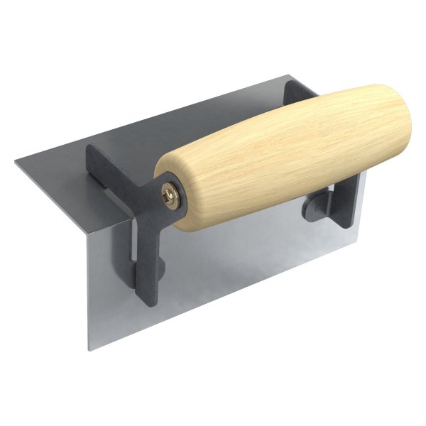 Bon® - 6" x 2-1/2" Radius 90° Stainless Steel Outside Corner Concrete Corner Tool with Wood Comfort Wave Handle