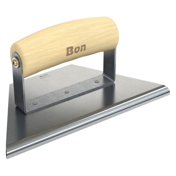 Bon® - 8" to 3" x 4" Radius 1/4" Stainless Steel Outside Corner Concrete Tapered Edger with Wood Comfort Wave Handle