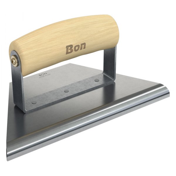 Bon® - 8" to 3" x 4" Radius 3/8" Stainless Steel Outside Corner Concrete Tapered Edger with Wood Comfort Wave Handle