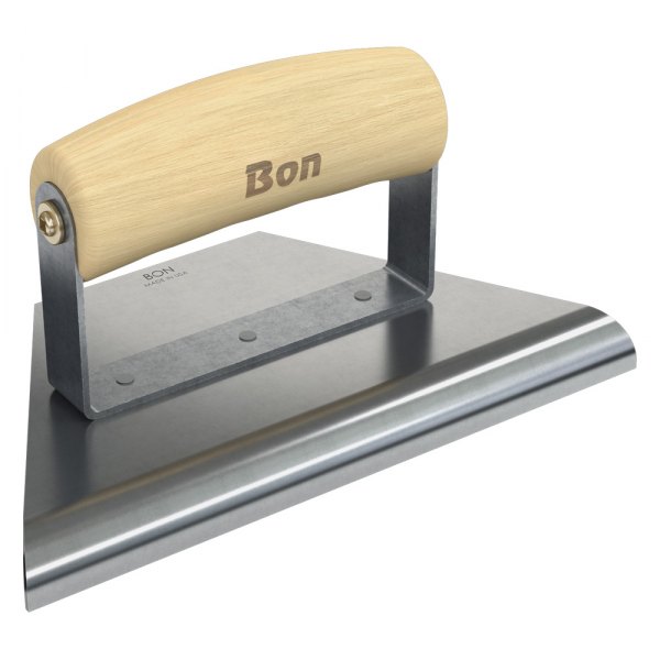 Bon® - 8" to 3" x 4" Radius 1/2" Stainless Steel Outside Corner Concrete Tapered Edger with Wood Comfort Wave Handle