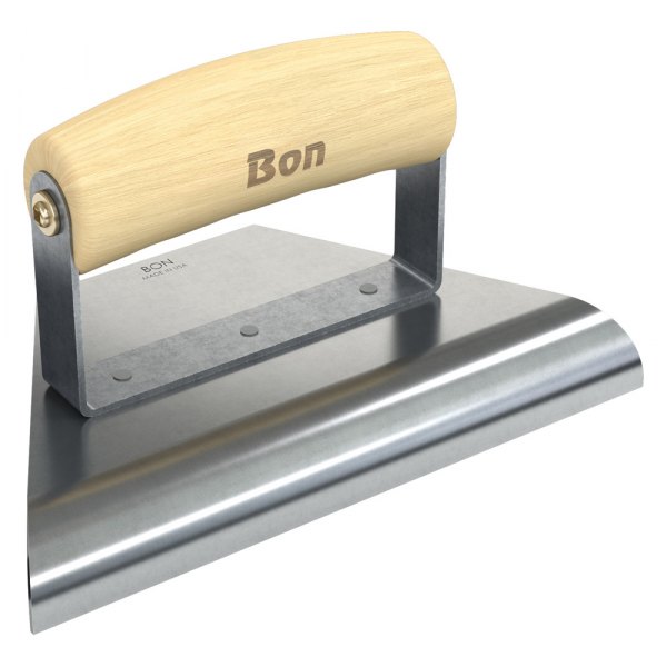 Bon® - 8" to 3" x 4" Radius 3/4" Stainless Steel Outside Corner Concrete Tapered Edger with Wood Comfort Wave Handle