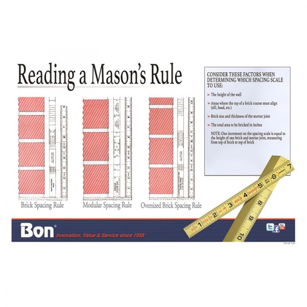 Bon® - 17" x 11" Reading Mason Rule Educational Masonry Poster