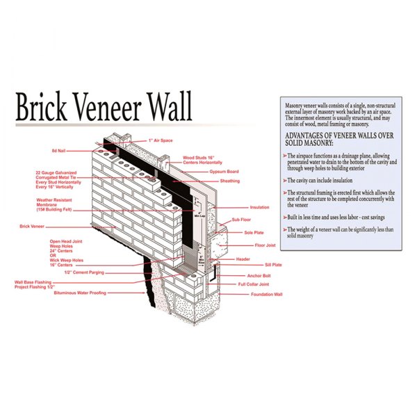 Bon® - 17" x 11" Brick Veneer Wall Educational Masonry Poster