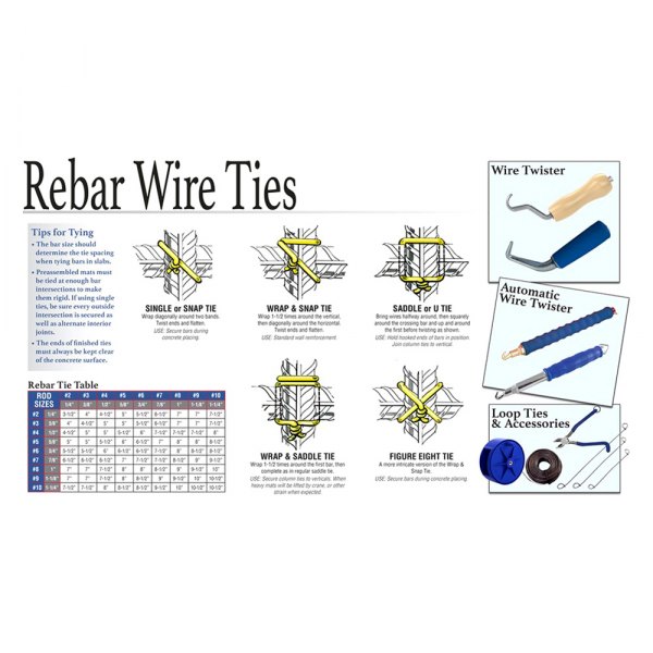 Bon® - 17" x 11" Rebar Tie Wire Educational Masonry Poster