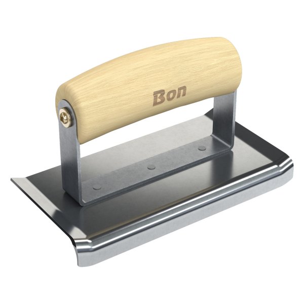 Bon® - 6" x 3" Radius 3/8" Stainless Steel Outside Corner Concrete Curved Edger with Wood Comfort Wave Handle