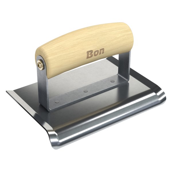 Bon® - 6" x 4" Radius 1/2" Stainless Steel Outside Corner Concrete Curved Edger with Wood Comfort Wave Handle