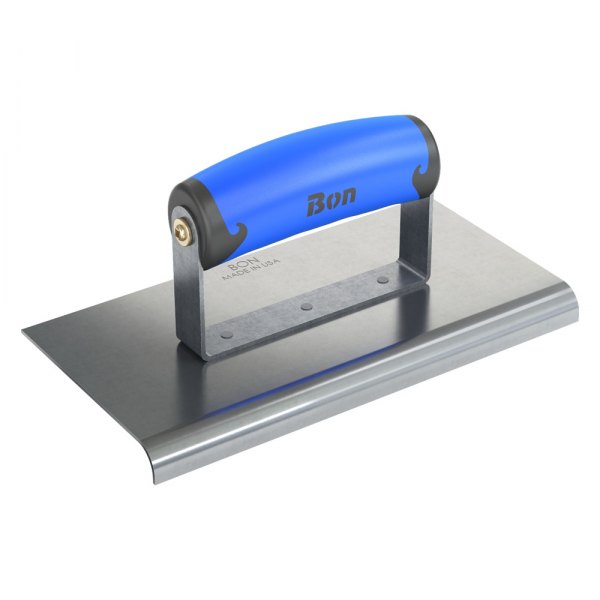 Bon® - 8" x 4" Radius 3/8" Stainless Steel Outside Corner Concrete Sidewalk Edger with Plastic Comfort Wave Handle