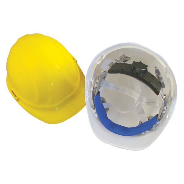 Bon® - 6-1/2" to 8" High Density Polyethylene White Cap Style Hard Hat with Ratchet Suspension 