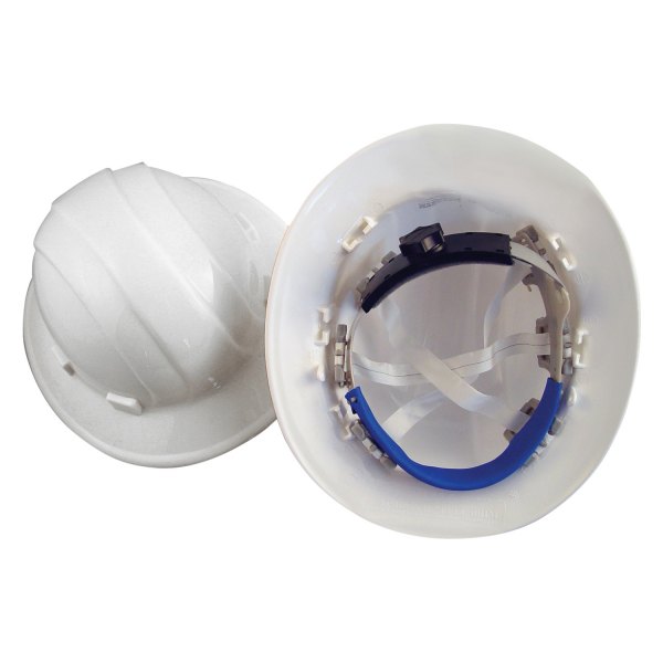 Bon® - 6-1/2" to 8" Polyethylene White Full Brim Hard Hat with Ratchet Suspension