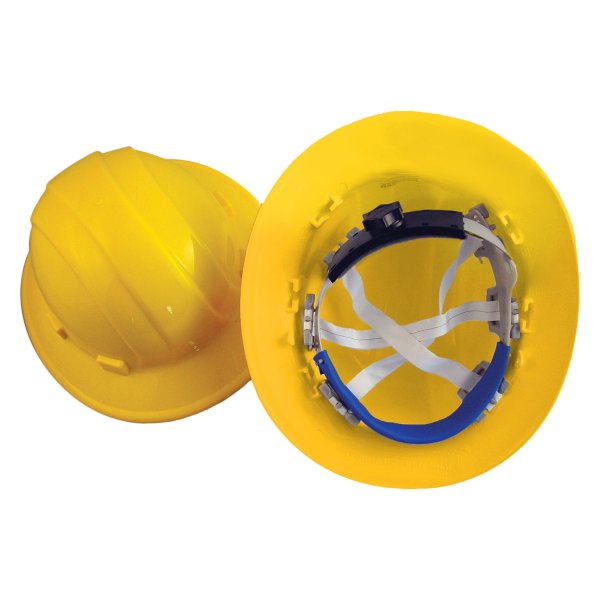 Bon® - 6-1/2" to 8" Polyethylene Yellow Full Brim Hard Hat with Ratchet Suspension