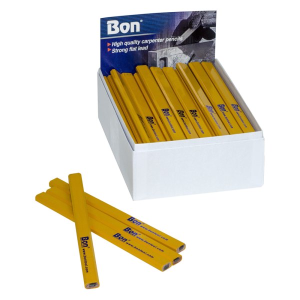Bon® - 7" Yellow Casing Flat Lead Carpenter Pencils