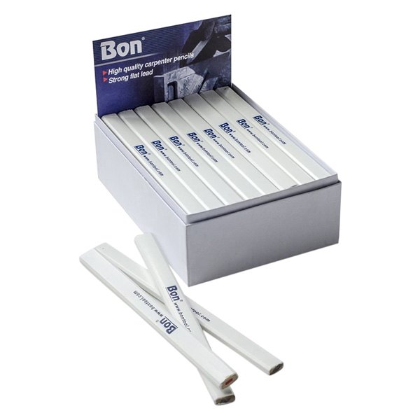 Bon® - 7" White Casing Flat Lead Carpenter Pencils