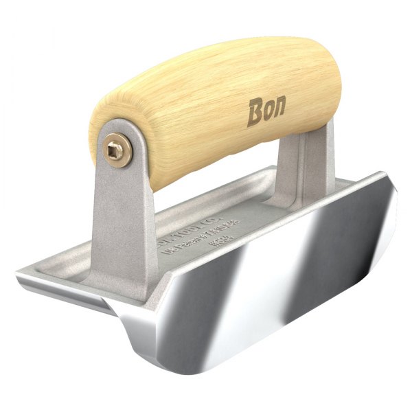 Bon® - Concrete Bullet™ 6" x 2-1/4" Radius 7/16" Stainless Steel Outside Corner Concrete Edger with Wood Comfort Wave Handle