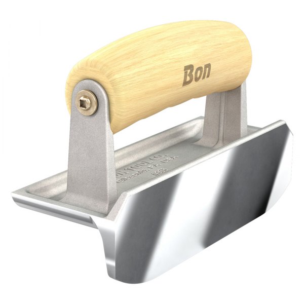 Bon® - Concrete Bullet™ 6" x 2-1/4" Radius 1/4" Stainless Steel Outside Corner Concrete Edger with Wood Comfort Wave Handle