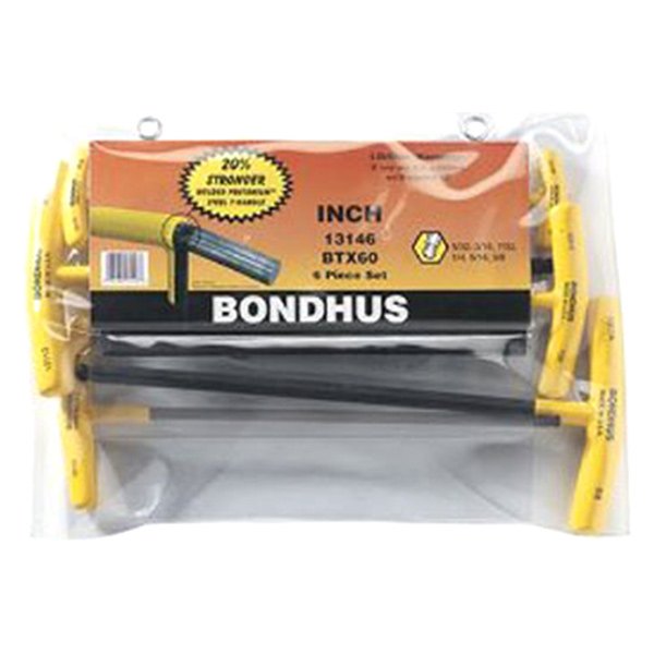 Bondhus® - ProGuard™ 6-Piece 5/32" to 3/8" SAE Dipped T-Handle Ball End Hex Key Set