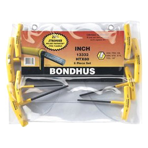 Bondhus® - 8-Piece 3/32" to 1/4" SAE Dipped T-Handle Hex Key Set
