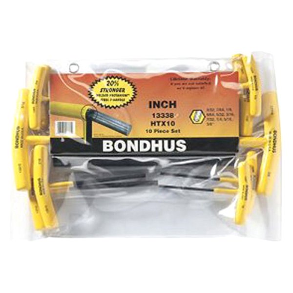 Bondhus® - 10-Piece 3/32" to 3/8" SAE Dipped T-Handle Hex Key Set