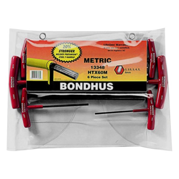 Bondhus® - 6-Piece 2 to 6 mm Metric Dipped T-Handle Hex Key Set