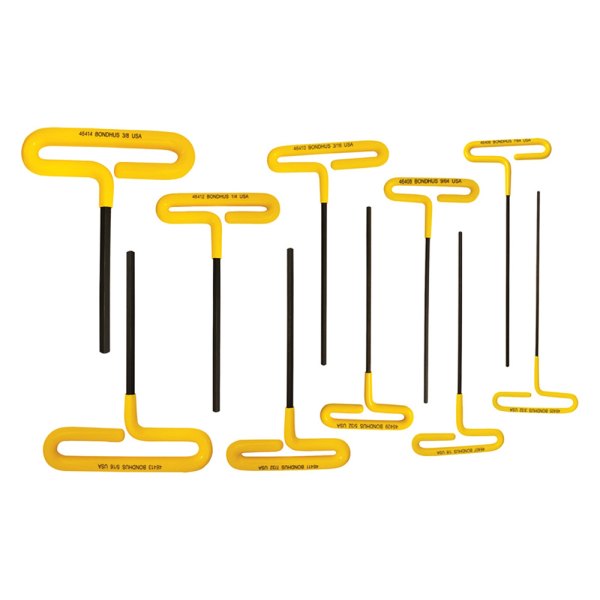 Bondhus® - 10-Piece 3/32" to 3/8" SAE Dipped Loop T-Handle Hex Key Set