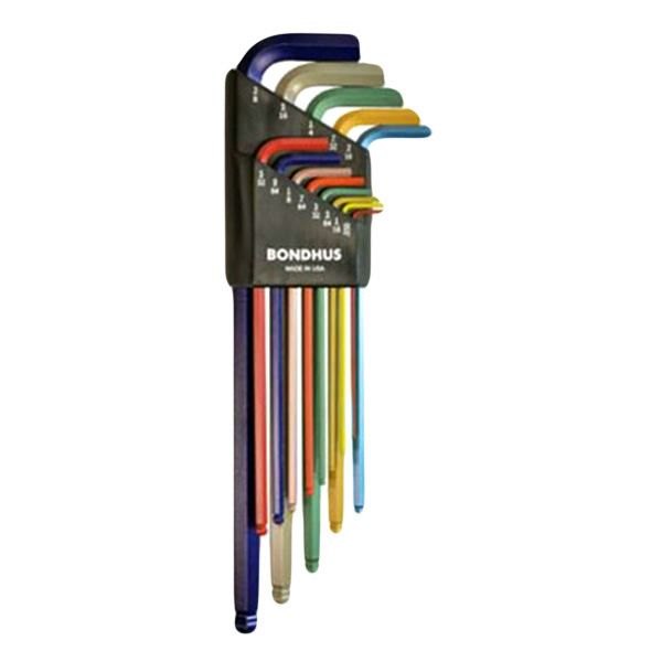 Bondhus® - ColorGuard™ 13-Piece 0.05" to 3/8” SAE Extra-Long Arm Ball End Hex Key Set