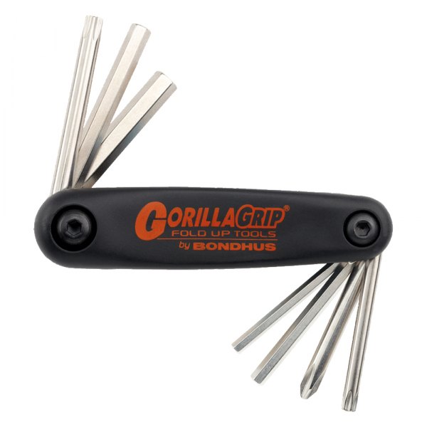 Bondhus® - GorillaGrip™ 7-Piece 5/32" to 5/16" and T27 to T40 SAE Folding Phillips, Torx and Hex Keys