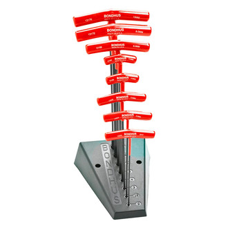 Bondhus® - ProGuard™ 8-Piece 2 to 10 mm Metric Single Tip Dipped T-Handle Ball End Hex Key Set