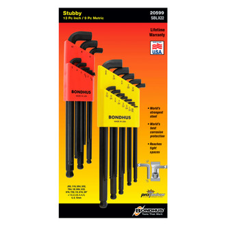 Bondhus® - ProGuard™ 13-Piece 0.05" to 3/8" SAE Stubby Ball End Hex Key Set
