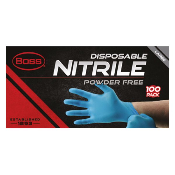 Boss Gloves® - Large Powder-Free Blue Nitrile Disposable Gloves