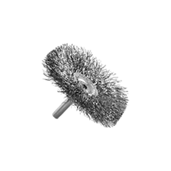 Brush Research® - BMF Series 1-1/2" Carbon Steel Crimped Flared Mandrel Mounted Wheel Brush