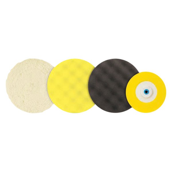 Buff and Shine® - 4-Piece Wool and Foam Waffle RingHook-and-Loop Buffing Kit