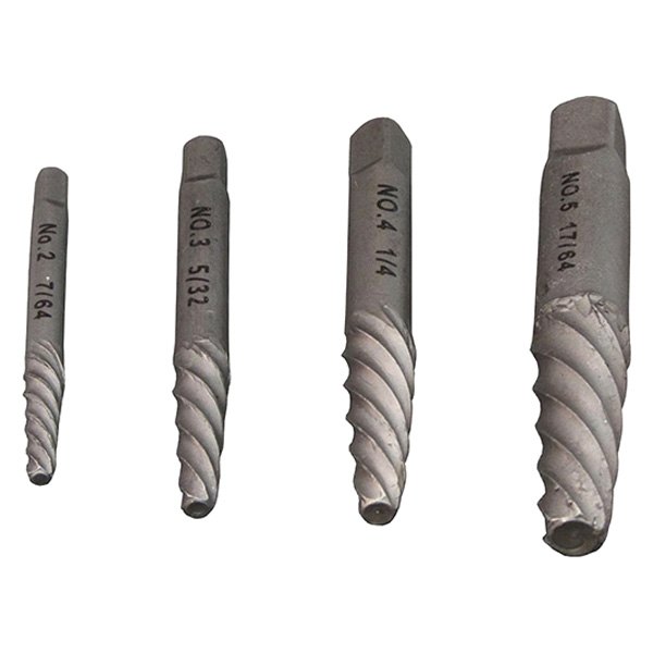 Cal-Van Tools® - 4-piece 5/32" to 5/8" Square Shank Spiral Flute Screw Extractor Set