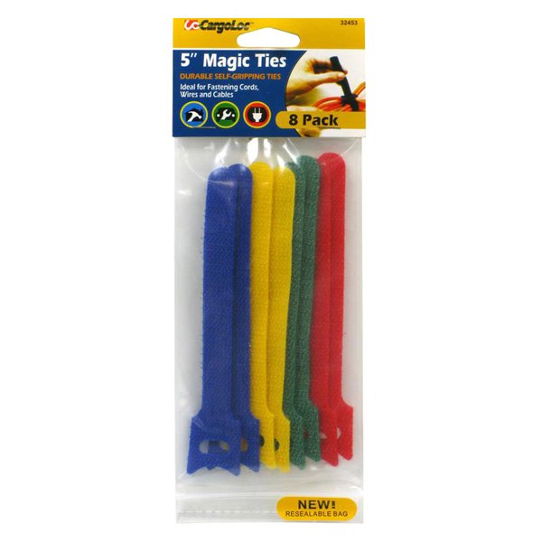 CargoLoc® - Magic Ties™ 5" Nylon Fabric Multi-Color Durable Reusable Self-Gripping Hook and Loop Straps