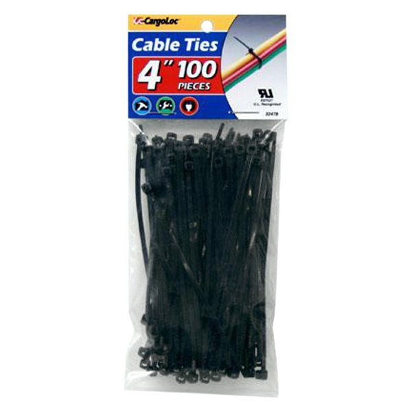 CargoLoc® - 4" x 18 lb Nylon Black Cable Ties