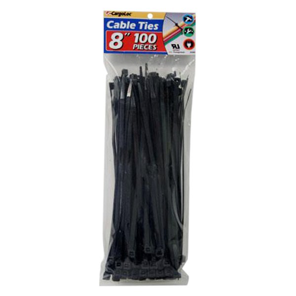 CargoLoc® - 8" x 50 lb Nylon Black Cable Ties