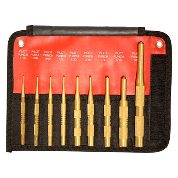 CARICA® - Mayhew™ 9-piece 5/32" to 3/8" Brass Roll Pin Punch Set