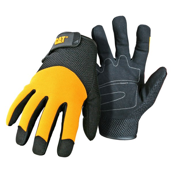 Caterpillar® - XX-Large Padded Palm Black/Orange Synthetic Leather Mechanics Gloves