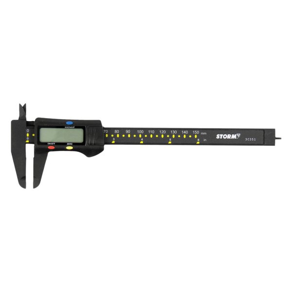Central Tools® - Storm™ 0 to 6" SAE and Metric Plastic Digital Caliper with Fractions