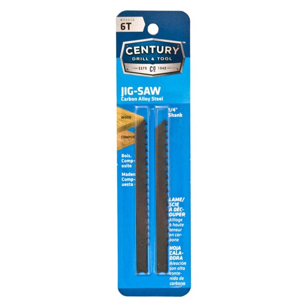 Century Drill & Tool® - 6 TPI 3-5/8" Carbon Alloy Steel U-Shank Jig Saw Blades (2 Pieces)