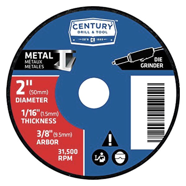 Century Drill & Tool® - 2" x 3/8" x 1/16" Aluminum Oxide Type 41 Metal Cut-Off Wheel