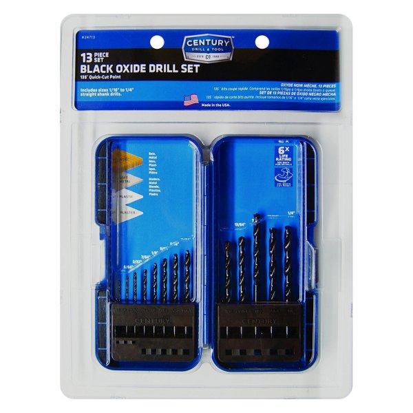 Century Drill & Tool® - 13-Piece Pro Grade™ Black Oxide HSS Fractional Drill Bit Set