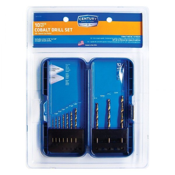 Century Drill & Tool® - 10-Piece Pro Grade™ Cobalt Fractional Drill Bit Set