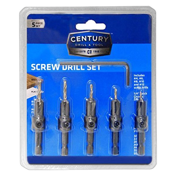 Century Drill & Tool® - 5-Piece Taper Countersink Drill Bit Set