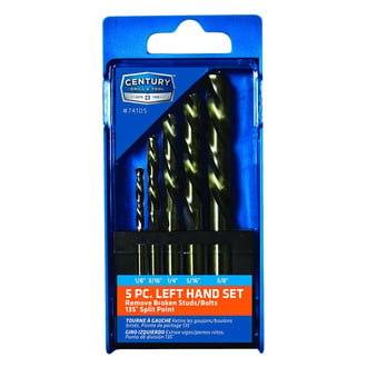Century Drill & Tool® - 5-Piece Cobalt Left Handed Stub Drill Bit Set