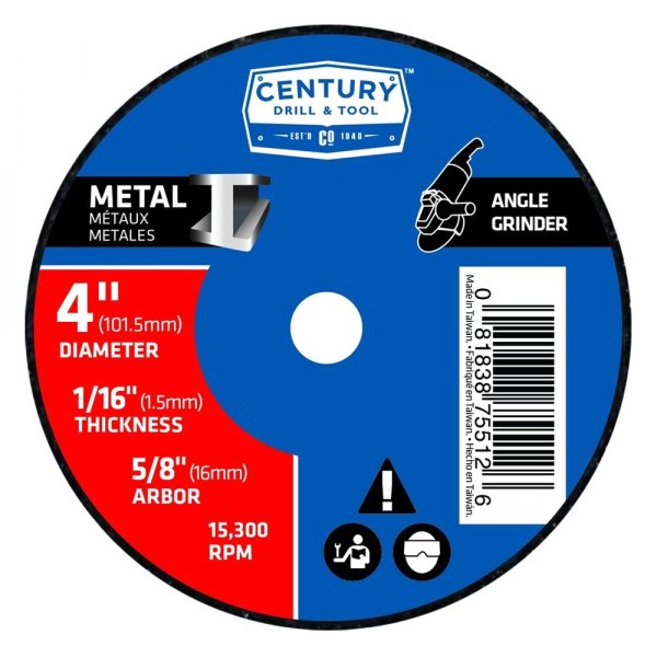 Century Drill & Tool® - 4" x 1/16" x 5/8" Aluminum Oxide Type 41 Metal Cut-Off Wheel