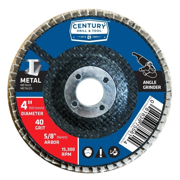 Century Drill & Tool® - 4-1/2" x 5/8" 40 Grit Zirconia Alumina Type 27 Flap Disc