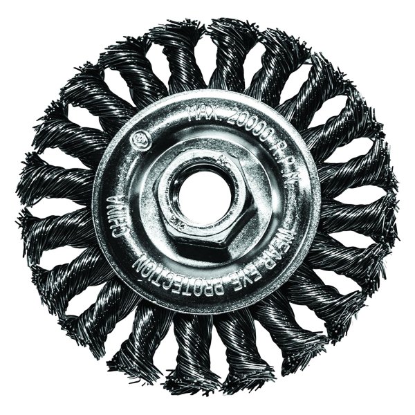 Century Drill & Tool® - 4" Coarse Steel Knotted Cable Twist Angle Grinder Wheel Brush