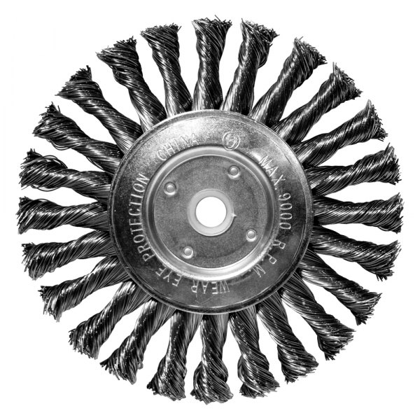 Century Drill & Tool® - 6" Coarse Steel Knotted Bench Grinder Wheel Brush