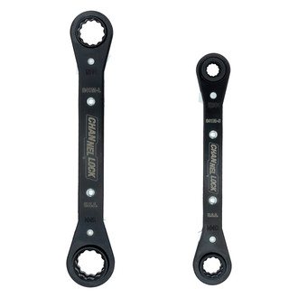 Channellock® - 2-piece 8 to 19 mm 12-Point Straight Head Ratcheting Black Oxide Double Box End Wrench Set