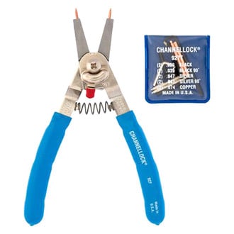 Channellock® - 11-piece 90° Straight & Bent 0.039" to 0.074" Replaceable Tips Internal/External Spring Loaded Quick-Switch Snap Ring Pliers Kit